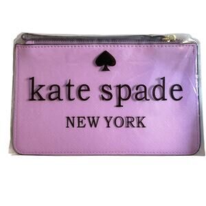 Kate Spade New York Wristlet Wallet Pink Violet Leather Zip Clutch  NWT